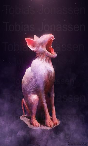 This is an old one. Made it for a girl who was really into cats, and especially the hairless ones.

It worked.

Insta: 
https://www.instagram.com/artbytobias/
Prints 'n Products: http://www.redbubble.com/people/artbytobias/