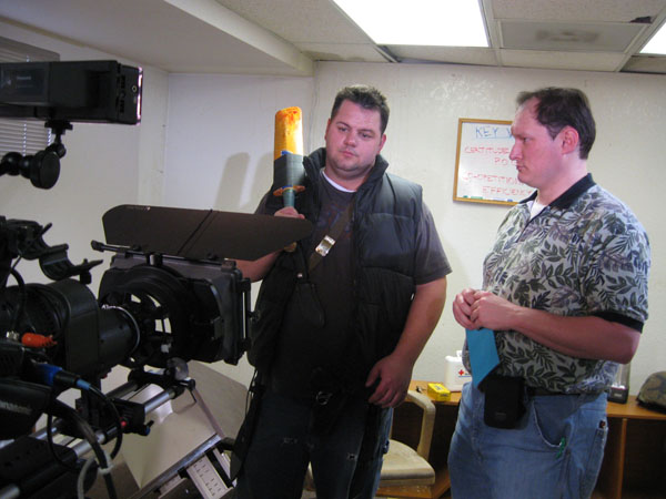 James Hoenscheidt and Craig Curtis on the set of "Zombie Team Building."